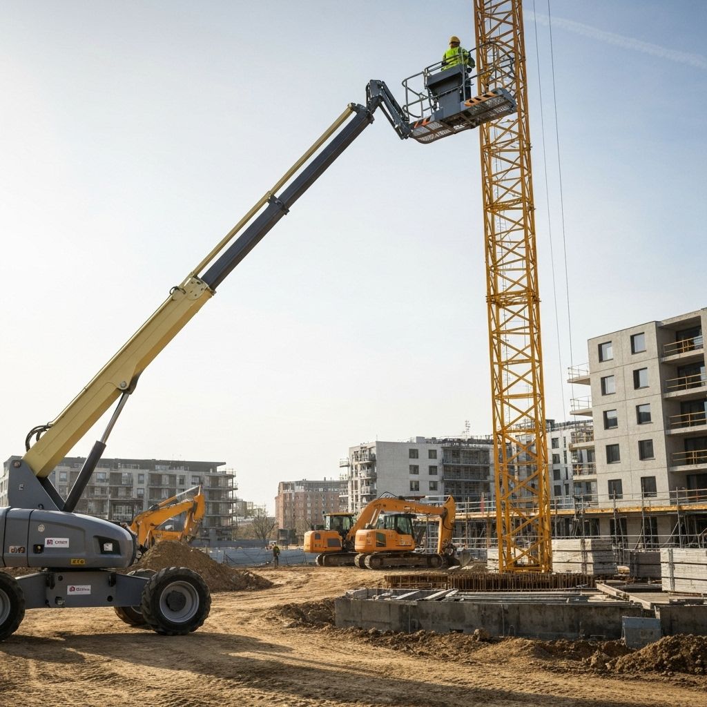 Manlift aerial platform in operation